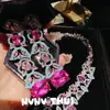 Olhos Ricos e Charmosos Íris Dopamina Flor Pedra Preciosa Videira Colar Alta Definição Blush Pétala Conjunto de Pulseira