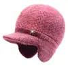 Chapéus de Inverno para Mulheres de Meia-Idade e Idosas, Avó, Mãe, Chapéus Quentes para Idosos, Chapéus de Lã Grossa Tricotados com Forro de Fleece e Proteção Auricular de Pelo de Coelho