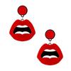 Pendientes con forma de labio rojo, de moda transfronteriza, con estampado acrílico colorido, joyería para las orejas, explosiones de comercio exterior para mujeres.