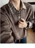Moletom Old Money Falso Duas Peças com Padrão Espiga de Trigo para Homens, Outono Retrô Americano Manga Longa Camada Base Tendência Solto Camisa POLO