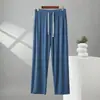 Pantalones atléticos de talla grande para hombre, corte ajustado, pantalones de pijama de modal para verano, pantalones casuales finos y holgados para hombre, para usar en casa