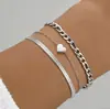 Nuevo Pulsera de Corazón Multicapa de Alta Gama 2025 para Mujer, Joyería de Cadena Figaro Simple y Versátil Estilo Ins
