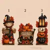 Decoración de Calabaza Fantasma Gato Negro de Madera para Halloween Habitación Escritorio Decoraciones Festivas Artesanías de Madera