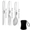 Juego de cubiertos plegables para exteriores de titanio puro (cuchillo, tenedor y cuchara), cuchillo, tenedor y cuchara plegables para picnic y camping