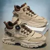 Botas Martin para Hombre de Caña Alta Ocultas para Aumentar la Altura Otoño Transpirables Retro Zapatos de Papá Casuales con Suela Gruesa Botas de Trabajo para Hombre