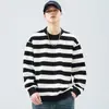 Sudadera Pesada con Cuello Redondo para Hombre, Nuevo Estilo Otoño 2026, Camiseta Casual de Manga Larga Rayada para Hombre