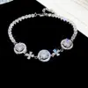 Pulsera Geométrica Redonda de Flor de Zircón Europea y Americana Nueva Nicho Lujo Ligero Sensación de Alta Gama Joyería de Mano de Moda Diaria para Mujeres