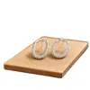 Pendientes Ovalados de Diseñador de Nicho con Diamantes Incrustados, Electrochapados en Oro de 18 Quilates Real, Joyería para Orejas Sencilla y Elegante Estilo Old Money