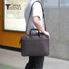 Bolsa de couro ultrafina personalizada de fábrica para laptop de 15,6 polegadas, pasta de couro Crazy Horse masculina