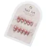 Puntas de Uñas Hechas a Mano con un Toque de Lujo, Pedrería con Brillo Ojo de Gato, Puntas de Uñas Pre-Hechas, Uñas Postizas Rosadas Estilo 'Hot Girl', Puntas de Uñas Rosadas