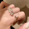 Anillo Abierto Redondo de Resina Plegada, Moderno y Versátil, Popular en Xiaohongshu, Anillo para Dedo Índice, Joyería de Gama Alta Nicho para Mujeres