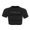 Europeu e Americano Ins Verão Contraste Cor Carta Impresso Curto Umbigo Top Diário Casual All-match Manga Curta Street Dance T-shirt