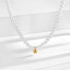 Colar Elegante Pequeno de Pérola Dourada Estilo Francês Feminino Luxo Leve Simples Delicado Retrô Corrente para Clavícula Popular na Internet Colar da Moda Ins