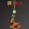 Ciprés Zodiaco Caballo Arena Verde Sándalo Palo de Rosa Lindo Pony Cadena para Teléfono Móvil Llavero Colgante Colgante para Bolso Cadena de Madera para Teléfono Móvil