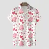 Novas camisas de manga curta transfronteiriças para homens e mulheres, estilo casal, camisas estampadas em 3D europeias e americanas, camisas de Dia dos Namorados