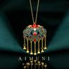 Novo Estilo Chinês Puro Cobre Banhado A Ouro Imitação Sul Vermelho Hotan Moda Nacional Queimado Azul Xiangyun Ruyi Tassel Pingente Das Mulheres Pingente