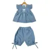 Conjunto de Verano para Niñas 2026 Nuevo Estilo Ropa de Verano para Bebés Conjunto de Dos Piezas Elegante de Mezclilla para Bebé de Manga Corta
