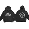 Moletom Escuro Transfronteiriço 2025 Hoodie Unissex Casal Gótico Harajuku Moletom Oversized com Zíper e Forro de Lã