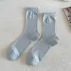Meias Baggy Estilo Ballet para Mulheres, Meias Finas de Verão até a Panturrilha, Meias Respiráveis de Renda com Bolinhas Estilo Miu, Borda Enrolada, Sem Costura