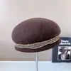 Boina japonesa ca4 lã australiana infantil outono e inverno quente chapéu de pintor elegante strass chapéu de aeromoça