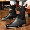 Botas Martin de Gran Tamaño Transfronterizas Botas de Moda para Hombre Cremallera Lateral Vintage Desgastado Botas de Caballería Mongol Calzado de Caña Alta para Exteriores
