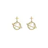 Brincos de Planeta Vazado com Diamante Incrustado de Agulha de Prata Estilo Coreano Doce Moda Brincos de Alta Qualidade Exquisitos Nicho Brincos da Moda