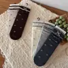 Calcetines de altura media con estampado floral y lazo de burbuja estilo coreano Peiqiao, dulces y femeninos, calcetines sin costuras de algodón puro, venta al por mayor de la industria del calcetín de Zhuji