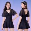 Traje de baño sexy de una pieza con cuello en V, adelgazante de cintura pequeña para mujer, para hotel, aguas termales, vacaciones junto al mar, ocio, traje de baño, vestido de playa