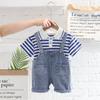 Traje de verano de manga corta para niño 2022 verano bebé niña peto pantalones conjunto lindo de dos piezas para niños una generación de cabello