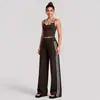 Conjunto de roupas fitness transfronteiriço, conjunto de colete esportivo color block de secagem rápida, conjunto de calças retas soltas para corrida ao ar livre, yoga e fitness