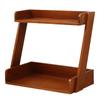 Caja de Almacenamiento de Madera Maciza Vintage de Doble Capa para Escritorio, Cosméticos, Perfume, Mascarillas, Pequeña Estantería, Estante de Exhibición para Plantas Suculentas de Cocina