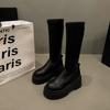 Botas de Moda Versátiles de Suela Gruesa, Botas Largas para Mujer, Botas Ajustadas Elásticas de Otoño, Botas Largas Adelgazantes, Botas Altas hasta la Rodilla tipo Equitación