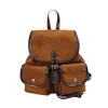 Mochila retrô de grande capacidade com múltiplos bolsos, bolsa de ombro casual de nicho para o dia a dia, bolsa de viagem tote de camurça de alta qualidade