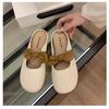 Mules planas de punta cerrada para mujer, 2025 Nuevo Primavera y Verano Suela blanda Casual Slip-On Holgazanas Medias sandalias para mujer