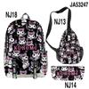 3D Novo Produto Estampado Periférico Sanrio kuromi kuromi Mochila Escolar Mochila Estojo de Lápis Bolsa de Ombro Conjunto de Três Peças