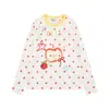 Camiseta de Manga Larga con Estampado de Manzana Dopamina Divertida Estilo Retro Americano para Mujer, Nuevo Estilo Veraniego Holgado Top Protector Solar