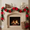 Guirnalda de Nochebuena artificial transfronteriza, decoración de escena navideña para chimenea, porche y ventana europea y americana, vid verde