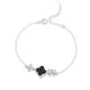 Collar de Plata de Ley 925 Trébol de Cuatro Hojas de la Suerte para Mujer Lujo Accesible Cadena Clavicular de Flor de Ágata Negra Zirconia Colgante