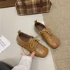 Retro Britânico Novo Estilo Versátil Bico Quadrado Academia 2026 Sapatos de Salto Único Cadarço Pequenos Sapatos de Couro Feminino Outono Split Falso Aumento de Altura Interna