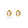 Pendientes Retro Elegantes de Moda Francesa Exquisitos con Circonita Microincrustada Perla de Imitación Flor Acero de Titanio Color Oro de 18 Quilates Sin Color para Mujer