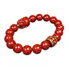 Pulsera de Cinabrio Crudo con Arena de Cristal Translúcido, Buena Suerte Cada Año, Pulsera Pixiu para Hombres y Mujeres, Regalo de Joyería por Año de Nacimiento