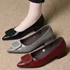 Zapatos de tacón grueso bajos populares para mujer, colección de otoño 2026, punta fina, hebilla cuadrada, piel suave, suela blanda, tacón bajo, zapatos versátiles y cómodos para madres