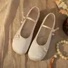 Zapatos Hanfu redondos de punta bordados con grulla de almohada blanca estilo retro, zapatos de tela del viejo Beijing, zapatos planos de corte bajo para cheongsam, zapatos transpirables para madre