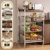 Estante de Almacenamiento de Cocina Estilo Medieval, Carrito Pequeño, Cesta Frutero y Verdulero Multiusos de Varias Capas, Estante de Almacenamiento de Snacks, Estante de Almacenamiento Móvil