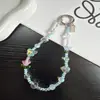 Cadena de teléfono de tulipán y mariposa con cuentas exquisitas, fresca y sofisticada, cadena de cuentas hecha a mano DIY, colgante ccd