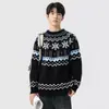 Suéter de Punto Jacquard Fair Isle para Hombre Copo de Nieve Navidad Perezoso de Gama Alta Otoño e Invierno Suéter Moderno Comercio Exterior al por Mayor Transfronterizo