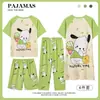 Ropa Nueva para Niños 2024 Conjunto de Cuatro Piezas para Primavera, Verano y Otoño Dibujos Animados para Niños Pantalones Cortos de Manga Corta para Niños y Niñas Pijama para Casa