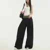 Diseño de cintura de cuadros estilo americano, pantalones casuales de pierna ancha para mujer, nueva colección primavera/otoño, corte holgado, versátiles y con una silueta fluida de pierna recta.