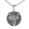 2023 Nuevo amuleto de cabeza de lobo Runa europeo y americano colgante de acero inoxidable personalidad retro Vikingo titanio acero collar