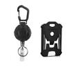 Porta credencial retráctil de mosquetón negro de alta resistencia en stock, accesorio para mochila con tarjetero negro, venta al por mayor